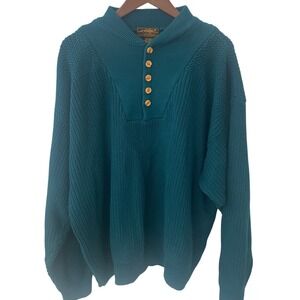 Eddie Bauer Teal Sweater with Wooden Buttons